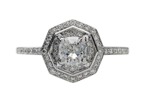 Diamond Engagement Ring 14K White Gold Halo