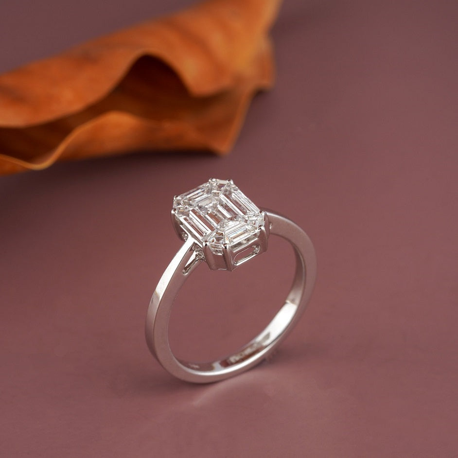Diamond Engagement Ring 18K White gold fine jewelry for women