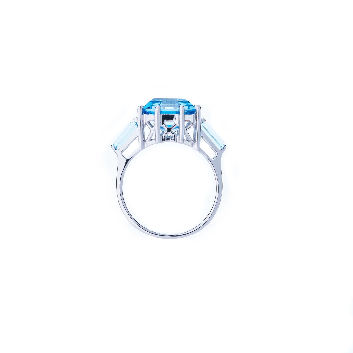 Classic Blue Topaz FARA Cut & Baguette Ring, Sterling Silver