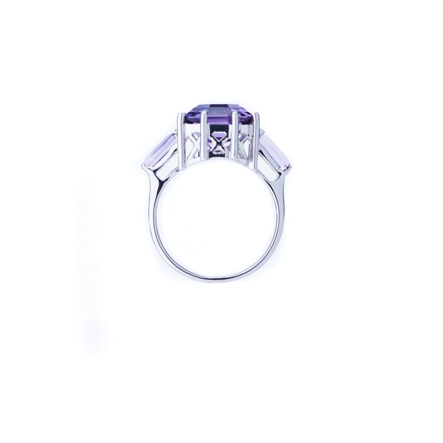 Classic Amethyst FARA Cut & Baguette Ring, Sterling Silver