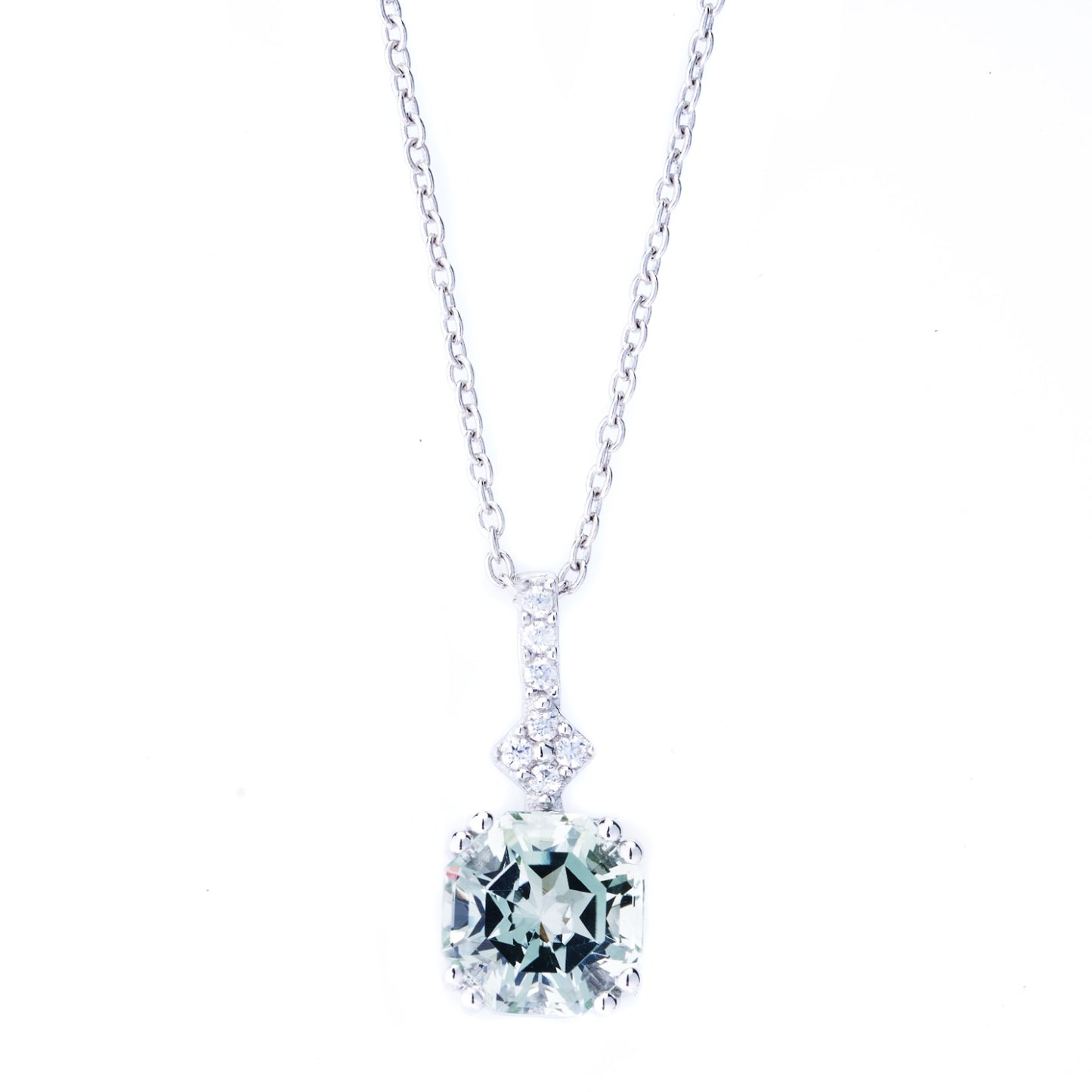 Minimalist Drop Pendant Prasiolite Zircon Silver