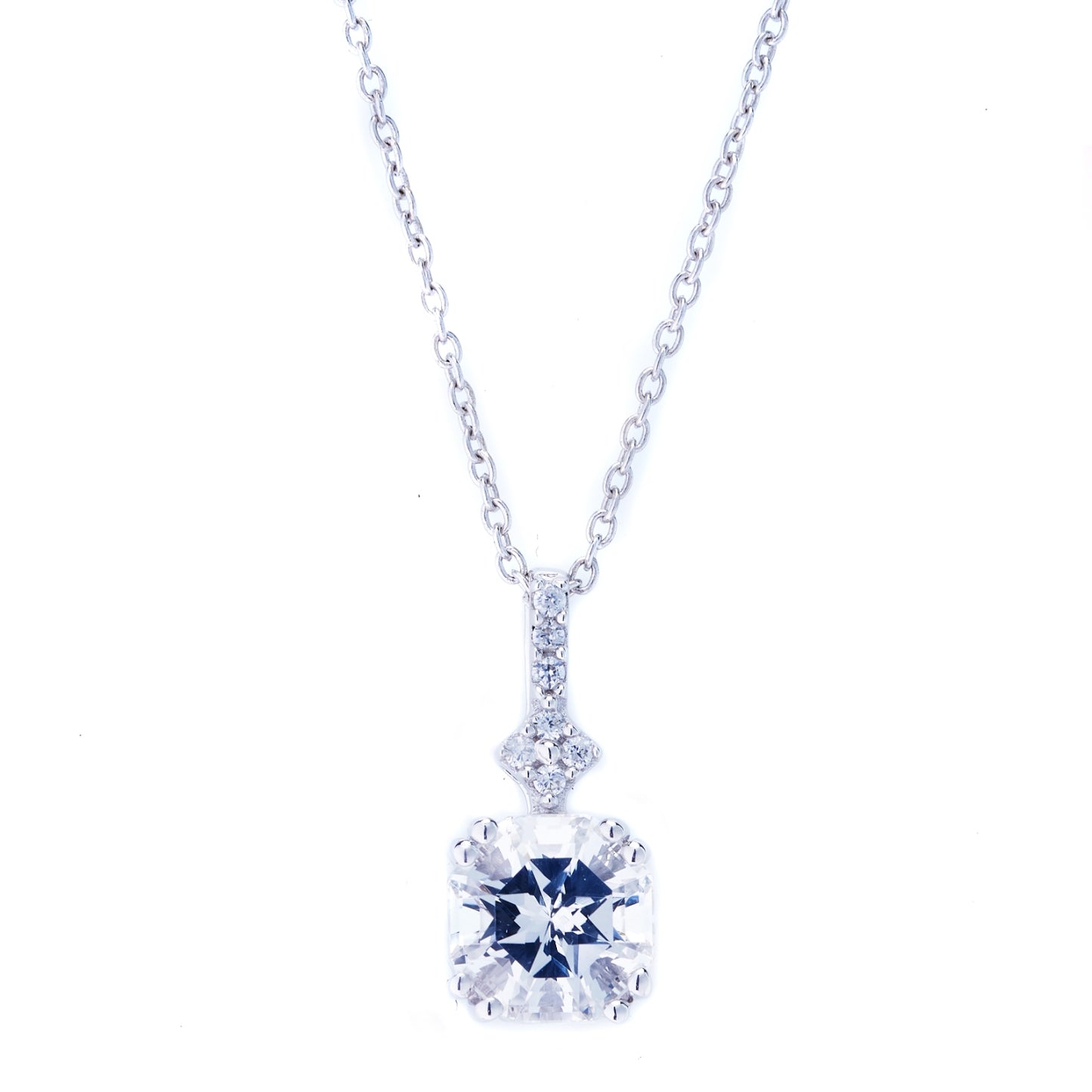 Minimalist Drop Pendant White Topaz Zircon Silver