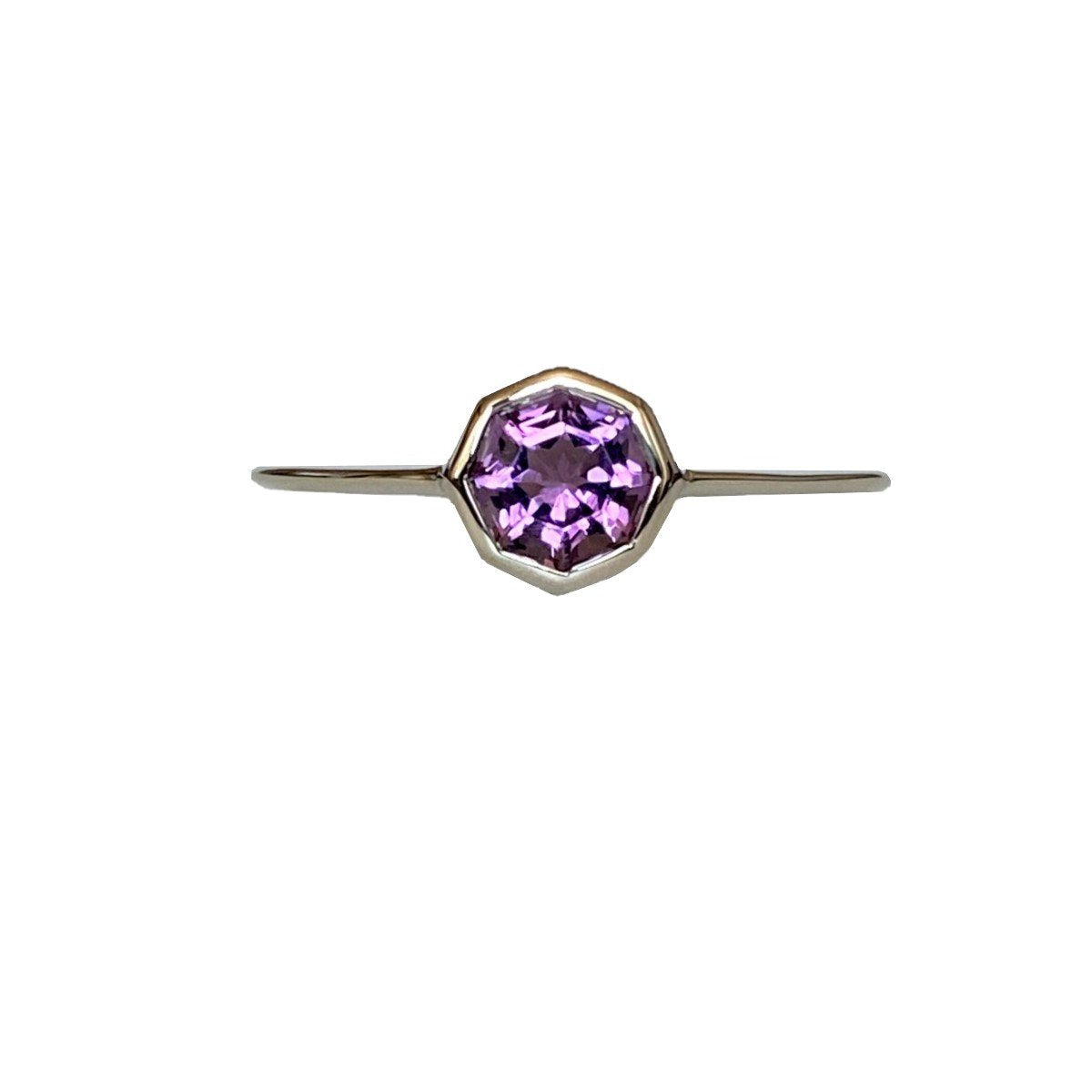 FARA Bezel Set Amethyst Engagement / Promise / Stackable Ring Sterling Silver