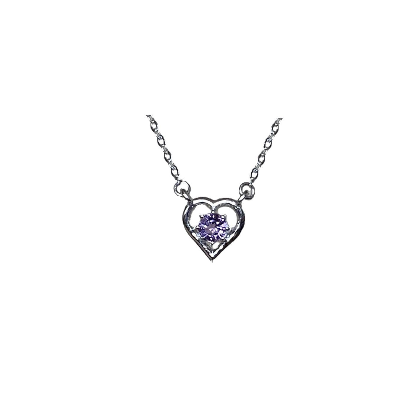 Heart Necklace featuring 4MM FARA Gem in choice of Amethyst Pink Amethyst Blue Topaz White Topaz Citrine Prasiolite set in18K Rose Gold / Gold / Rhodium Plated Sterling Silver.