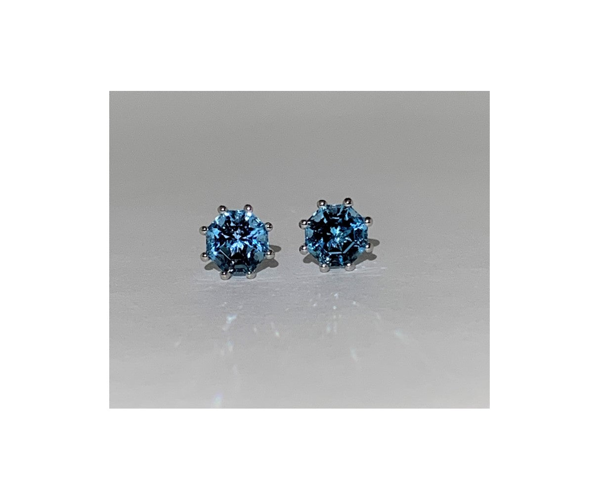 Classic Solitaire Blue Topaz FARA Cut Stud Earring, Sterling Silver