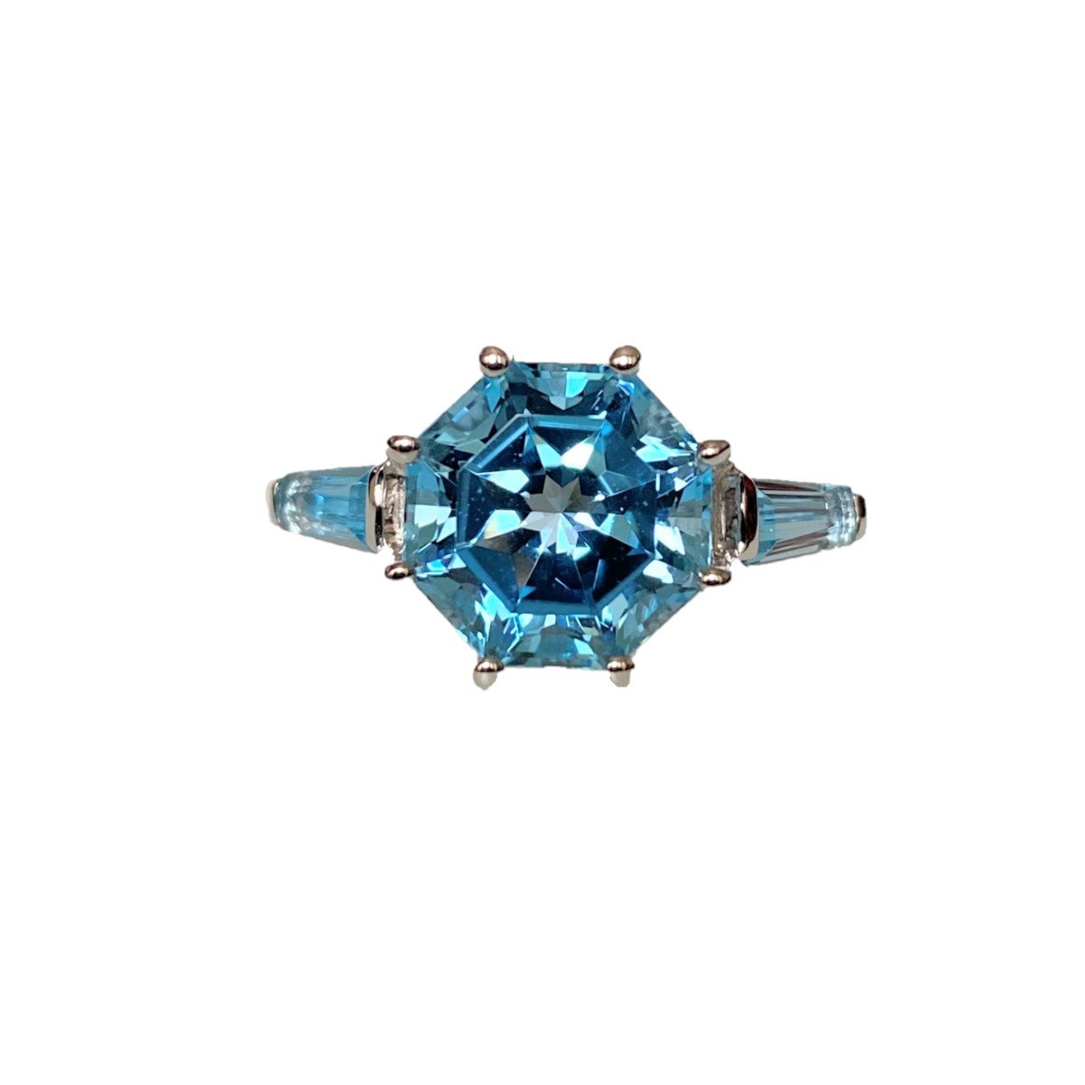 Classic Blue Topaz FARA Cut & Baguette Statement Ring, Sterling Silver