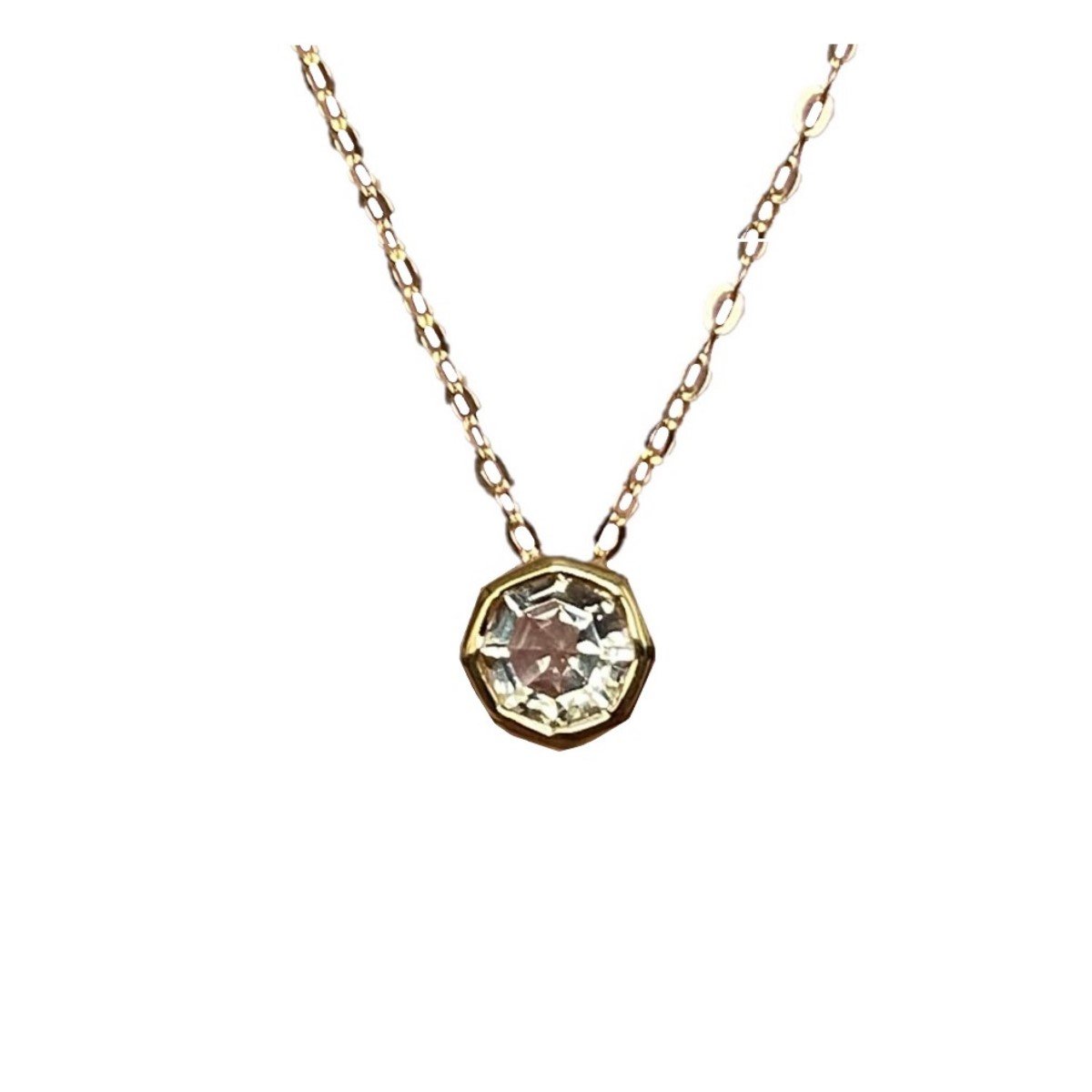 FARA Bezel Set Citrine Necklace set in 18K Gold Plated Sterling Silver