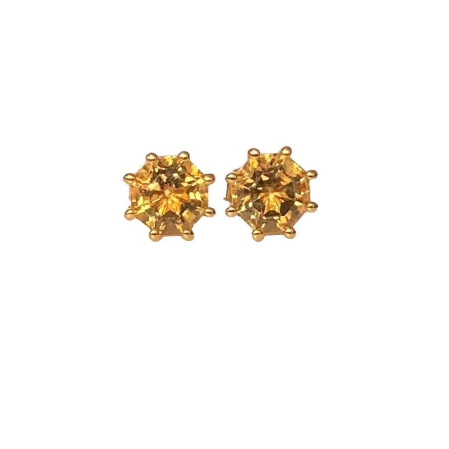 Classic Solitaire Citrine FARA Cut Stud Earring, 18K Gold Plated Sterling Silver