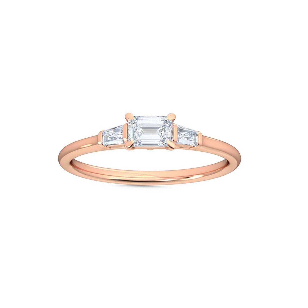 Petite-Minimalist-1/3ct.-Emerald-and-Baguette-cut Lab Grown-Diamond-Engagement-Promise-Ring,-14K Gold-Fine-Jewelry-for-Women diamond
