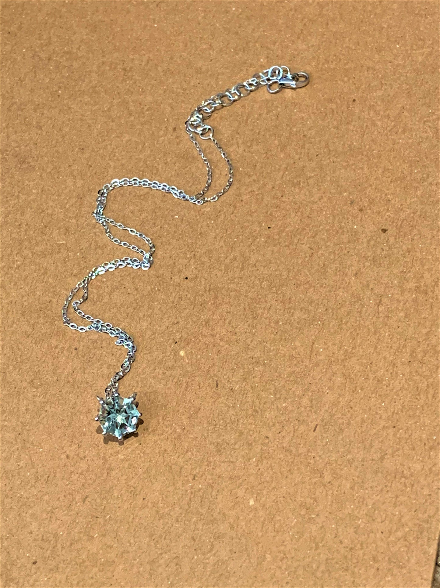 Classic Solitaire Prasiolite FARA Cut Necklace, Sterling Silver