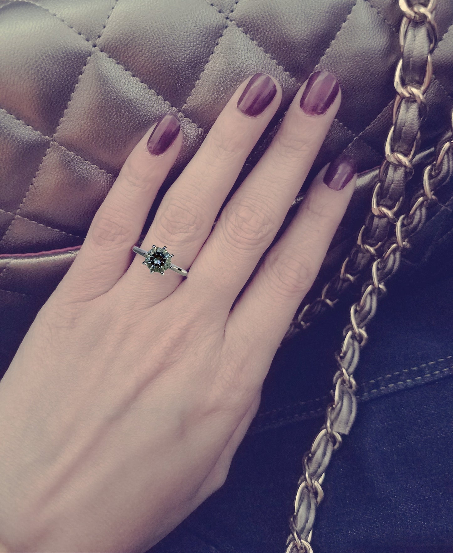 Classic Solitaire Prasiolite FARA Gem Engagement Ring, Sterling Silver