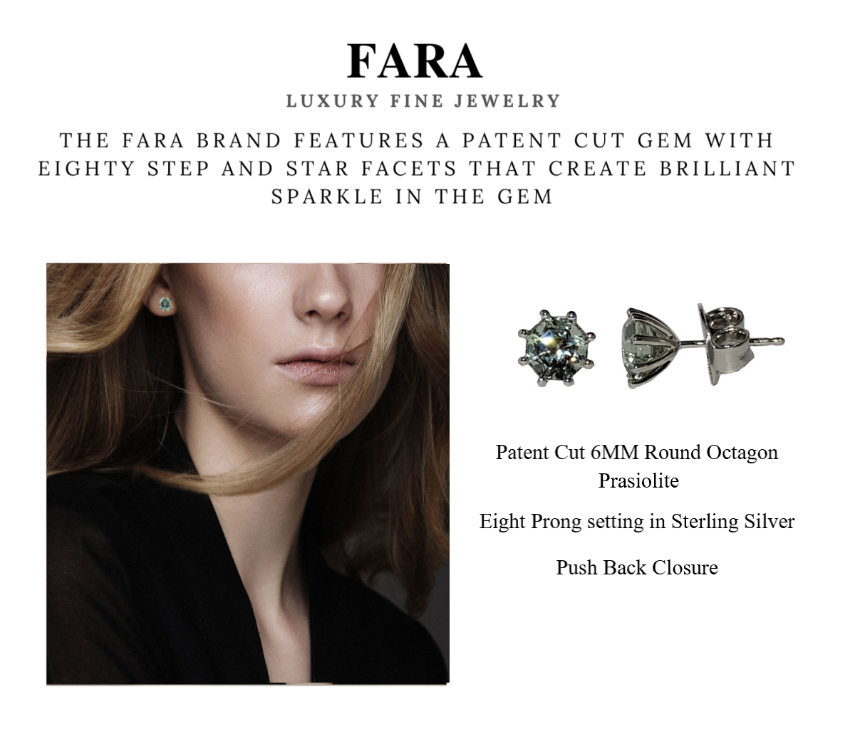 Prasiolite FARA Gem Stud Earrings, Sterling Silver