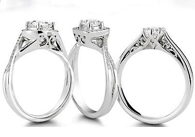 Diamond Engagement Ring 14K White Gold Halo