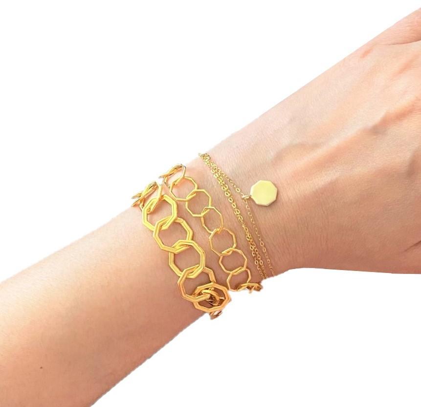FARA Link Bracelet, Gold plated Silver, Fine Jewelry Bracelets for Women