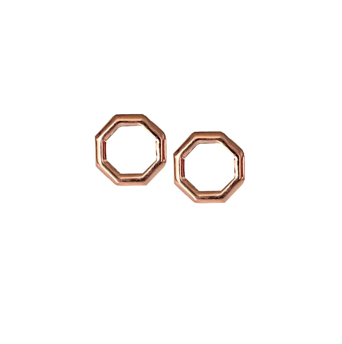 14K Rose Gold plated Silver Open Stud Earrings for Women, Fine Jewelry