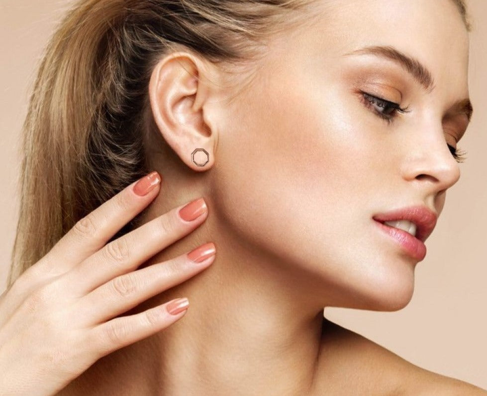 14K Rose Gold plated Silver Open Stud Earrings for Women, Fine Jewelry
