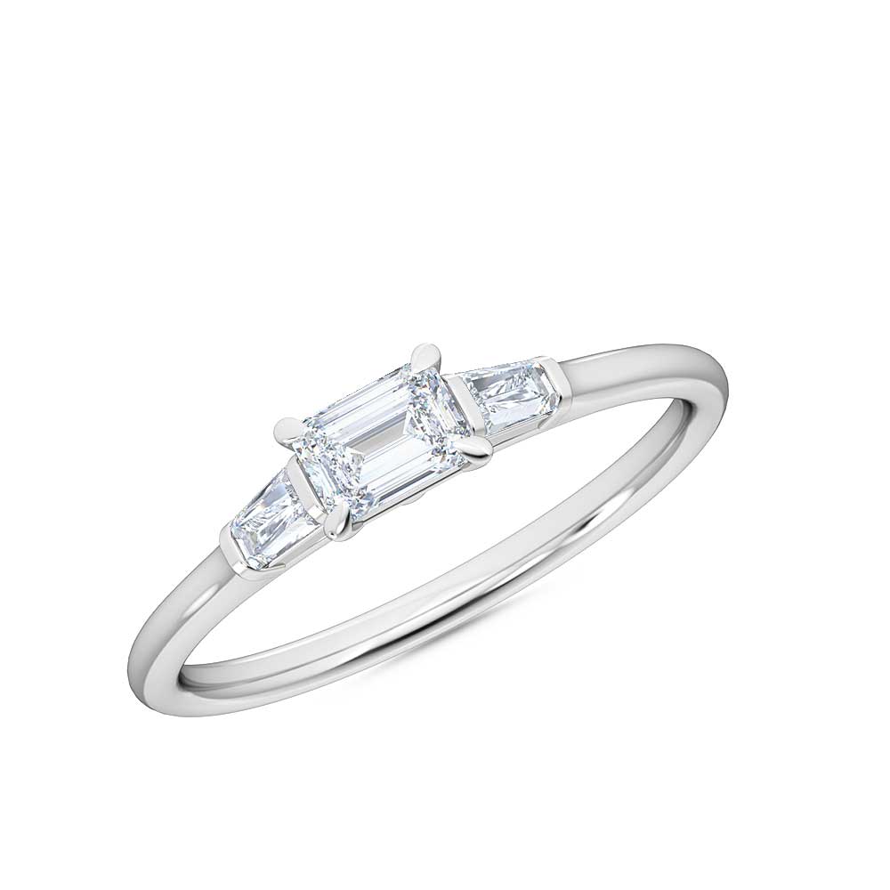 Petite-Minimalist-1/3ct.-Emerald-and-Baguette-cut Lab Grown-Diamond-Engagement-Promise-Ring,-14K Gold-Fine-Jewelry-for-Women diamond