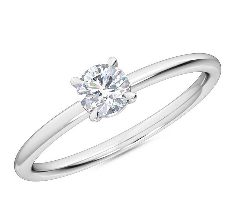 Petite-Minimalist-1/4ct.-Round Lab Grown-Diamond-Engagement-Promise-Ring,-14K Gold-Fine-Jewelry-for-Women