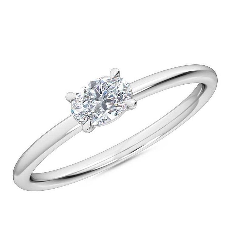 Petite-Minimalist-1/4ct.-Oval Lab Grown-Diamond-Engagement-Promise-Ring,-14K Gold-Fine-Jewelry-for-Women