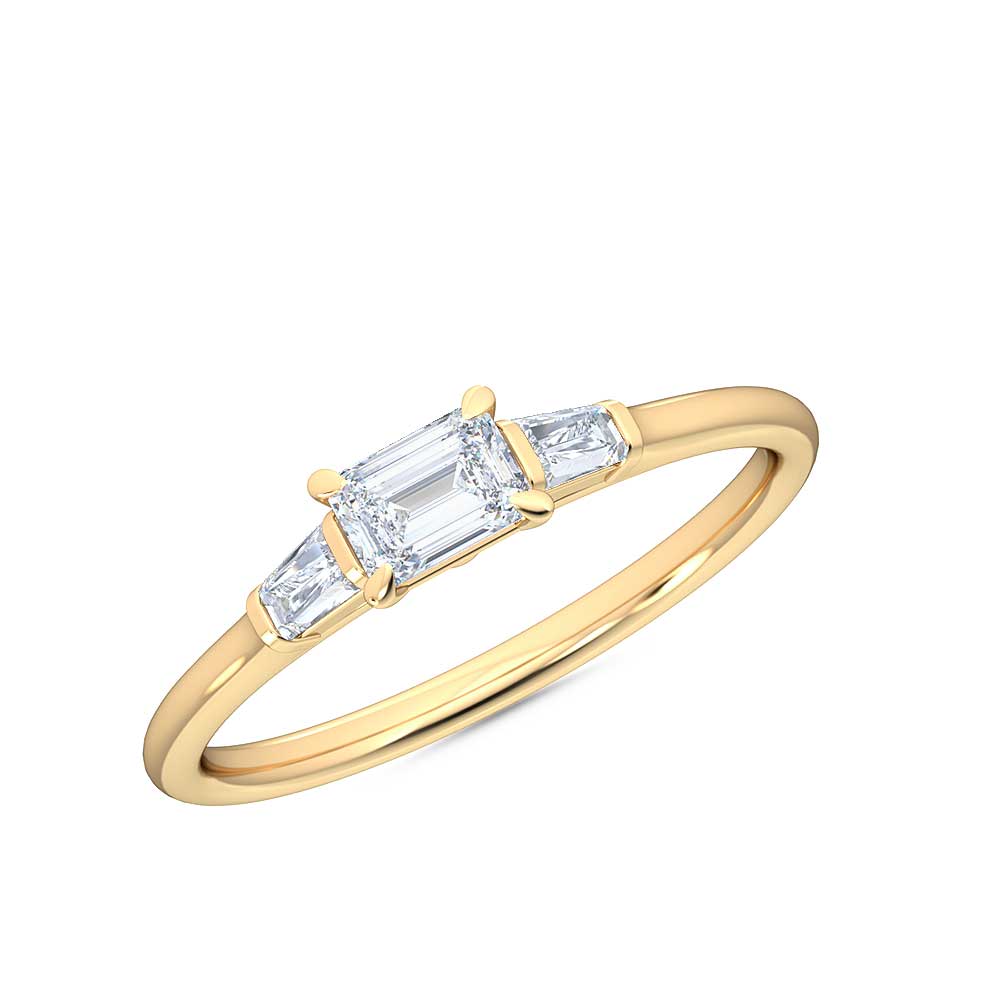 Petite-Minimalist-1/3ct.-Emerald-and-Baguette-cut Lab Grown-Diamond-Engagement-Promise-Ring,-14K Gold-Fine-Jewelry-for-Women diamond