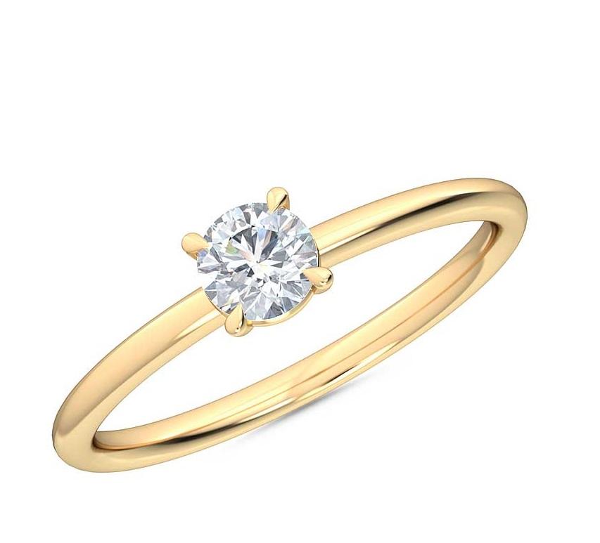 Petite-Minimalist-1/4ct.-Round Lab Grown-Diamond-Engagement-Promise-Ring,-14K Gold-Fine-Jewelry-for-Women