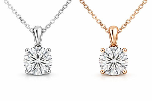 Natural Labgrown diamond solitaire pendant necklace solid gold sterling silver women fine jewelry