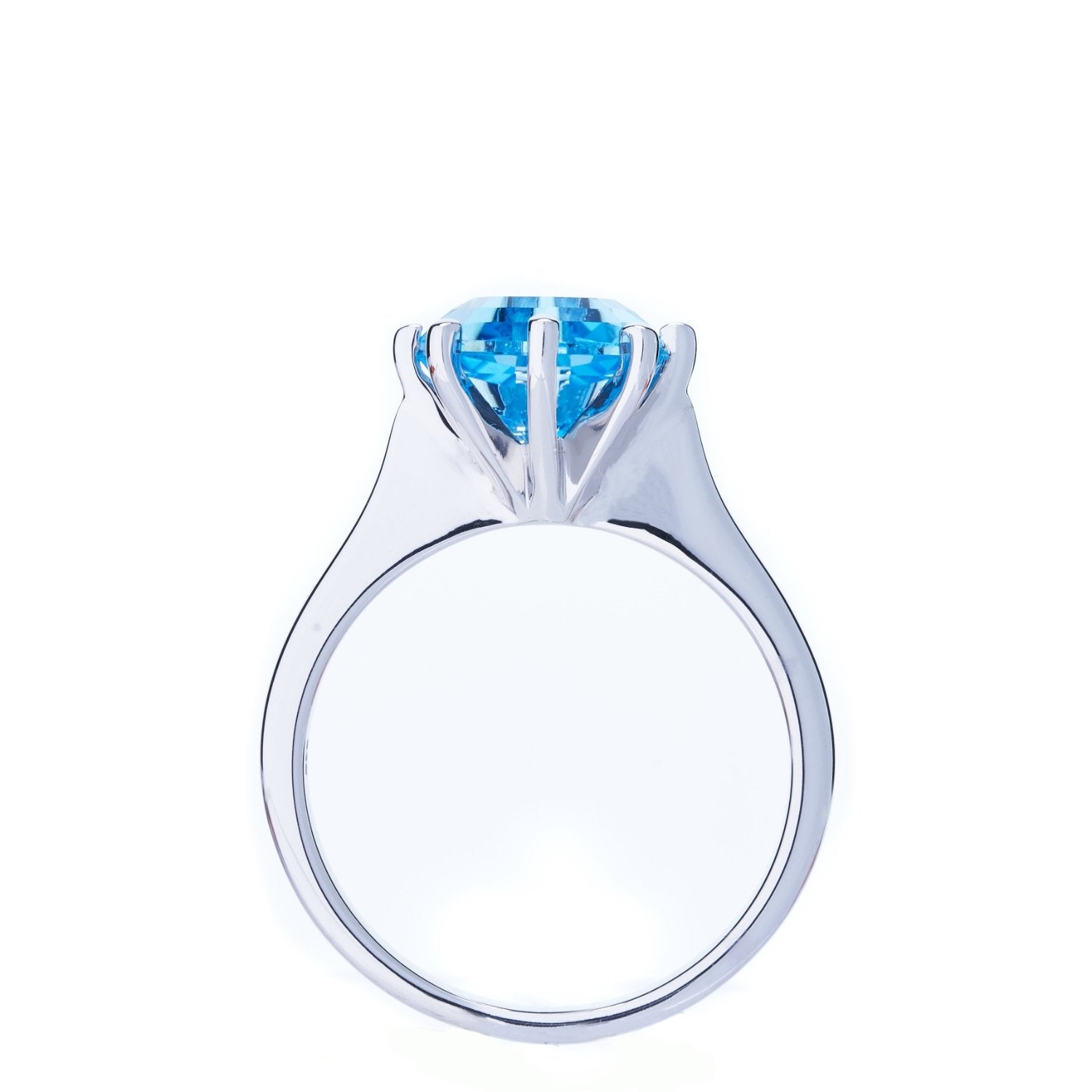 Classic Solitaire Blue Topaz FARA Gem Engagement Ring, Sterling Silver