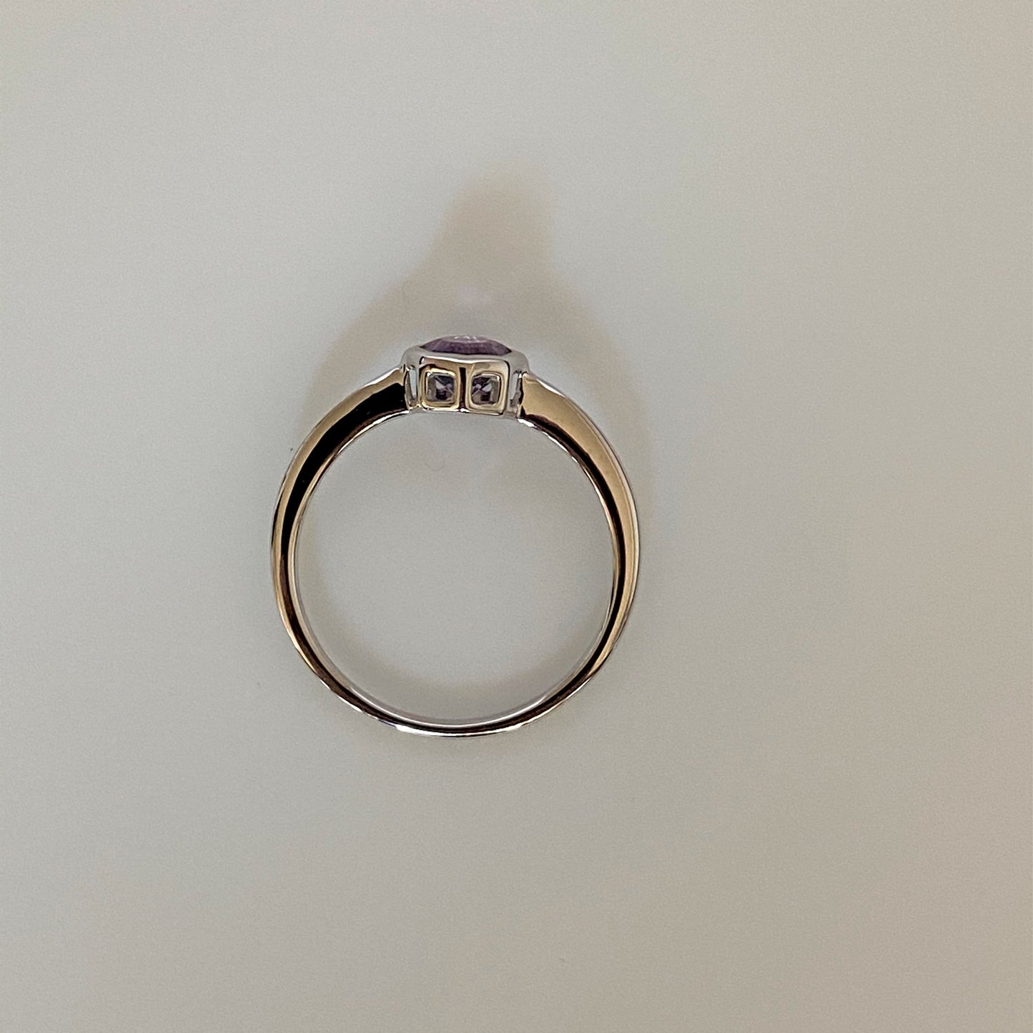 FARA Bezel Set Amethyst Engagement / Promise / Stackable Ring Sterling Silver