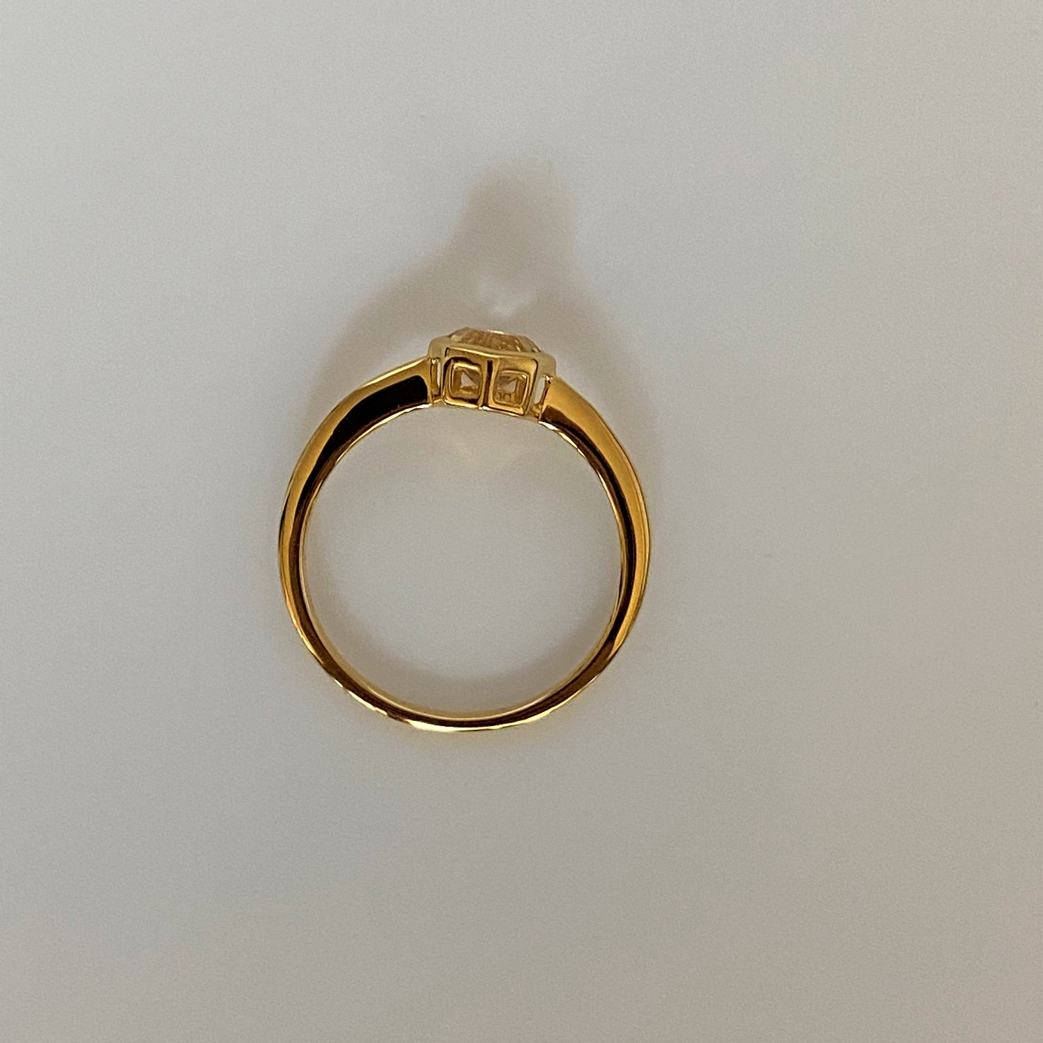 FARA Bezel Set Citrine Engagement / Promise / Stackable Ring 18K Gold Plated Silver