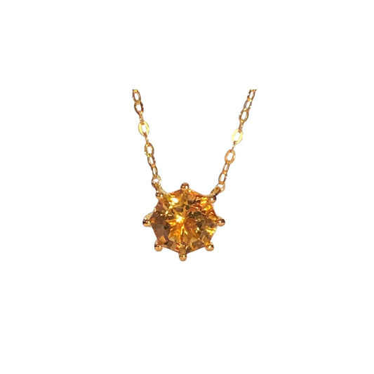Classic Solitaire Citrine FARA Cut Necklace, 18K Gold Plated Sterling Silver