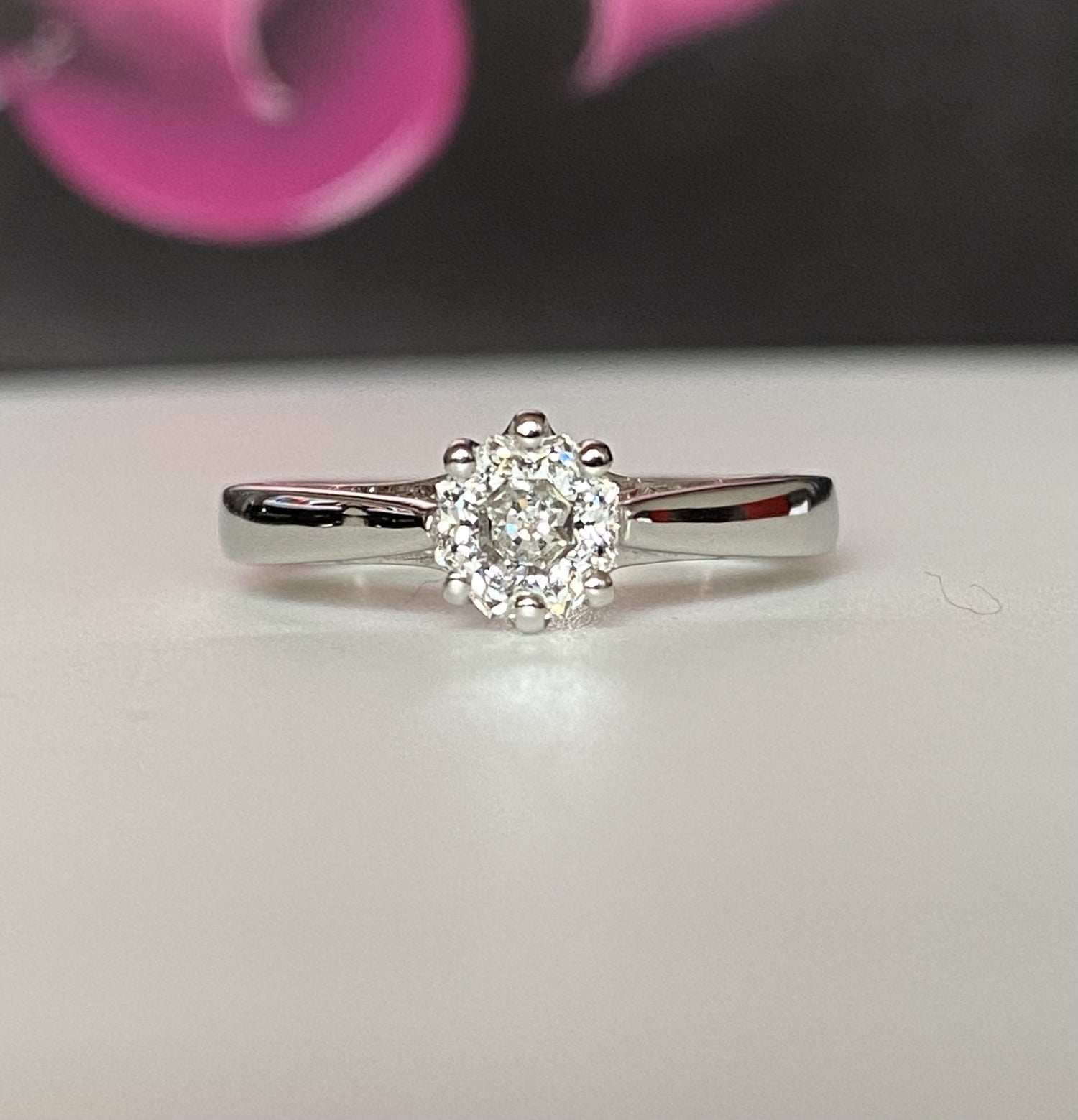 Diamond Engagement Ring 14K White Gold Halo