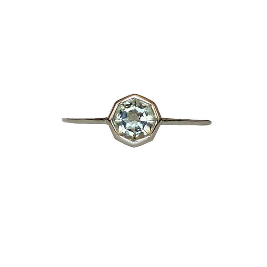 FARA Bezel Set Prasiolite Engagement / Promise / Stackable Ring Sterling Silver