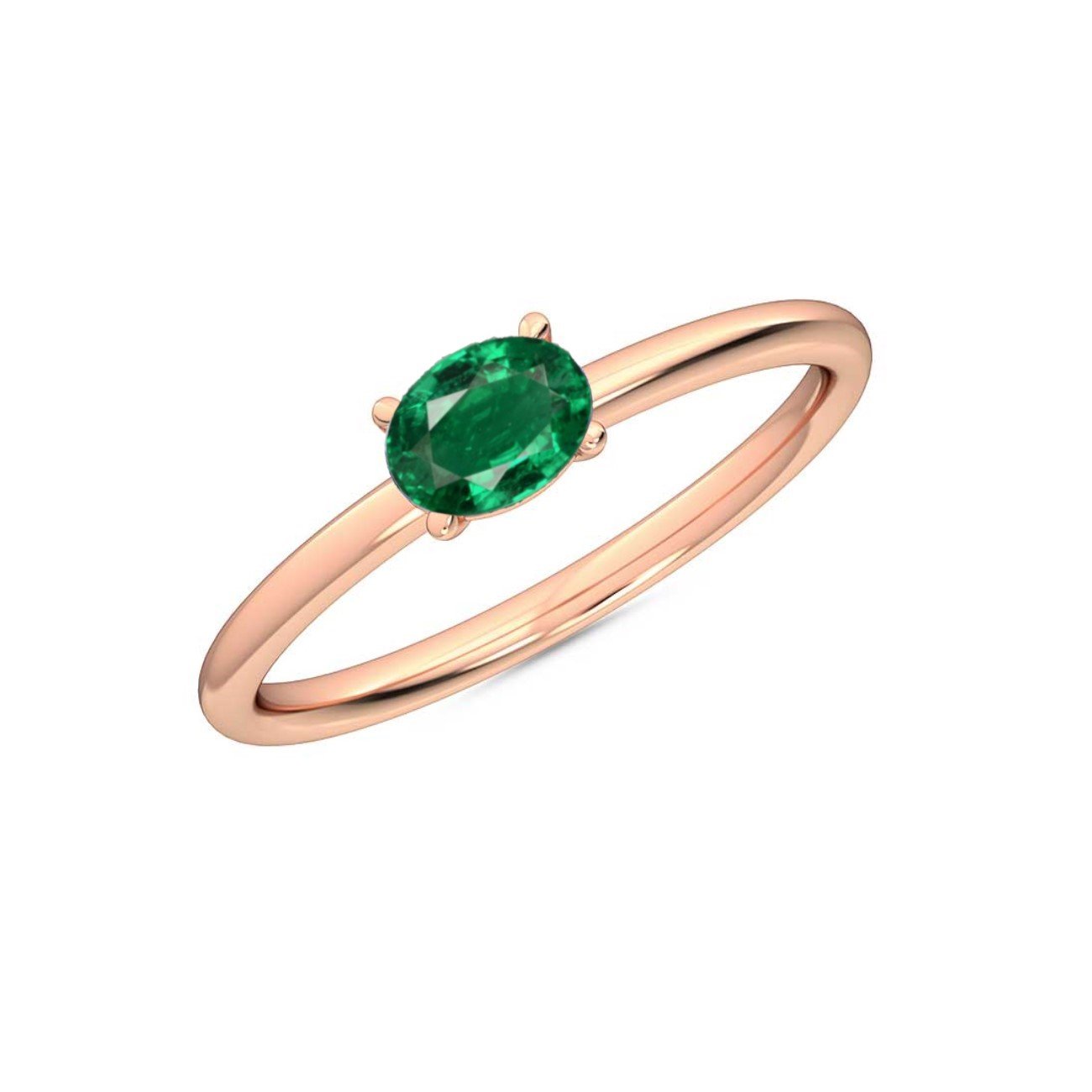 Oval Cut Petite Ruby Emerald Sapphire Ring in 14K White Rose or Yellow Gold, Precious Gemstone Ring for Women, Fine Jewelry