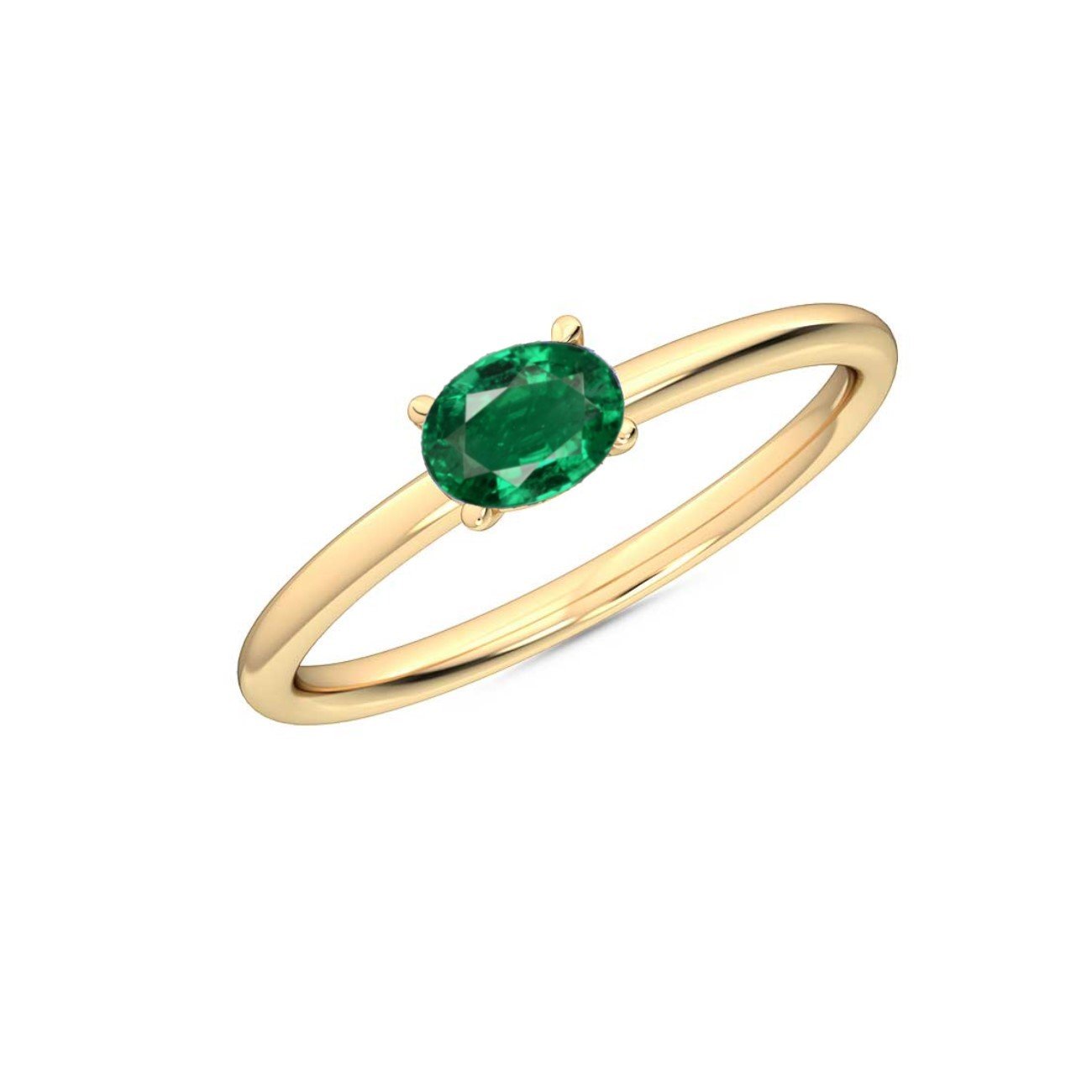Oval Cut Petite Ruby Emerald Sapphire Ring in 14K White Rose or Yellow Gold, Precious Gemstone Ring for Women, Fine Jewelry