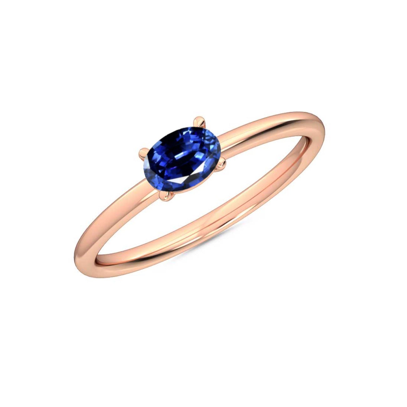 Oval Cut Petite Ruby Emerald Sapphire Ring in 14K White Rose or Yellow Gold, Precious Gemstone Ring for Women, Fine Jewelry