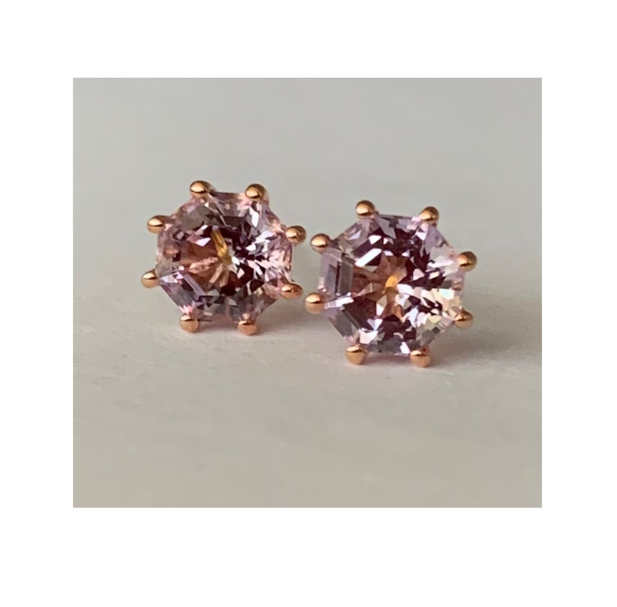Pink Amethyst FARA Gem Stud Earrings, Choice of 14K Rose Gold and 18K Rose Gold Plated Sterling Silver