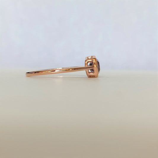 FARA Bezel Set Pink Amethyst Engagement / Promise / Stackable Ring 18K Rose Gold Plated Silver