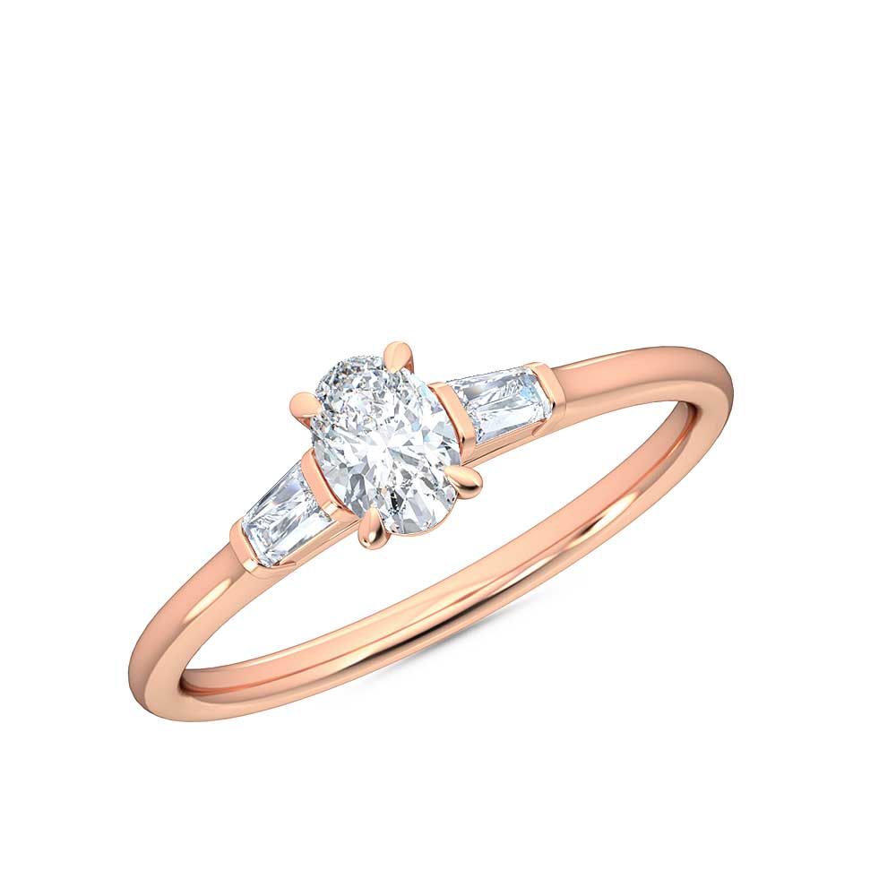 Petite-Minimalist-1/3ct.-Oval-and-Baguette-cut Lab Grown-Diamond-Engagement-Promise-Ring,-14K Gold-Fine-Jewelry-for-Women