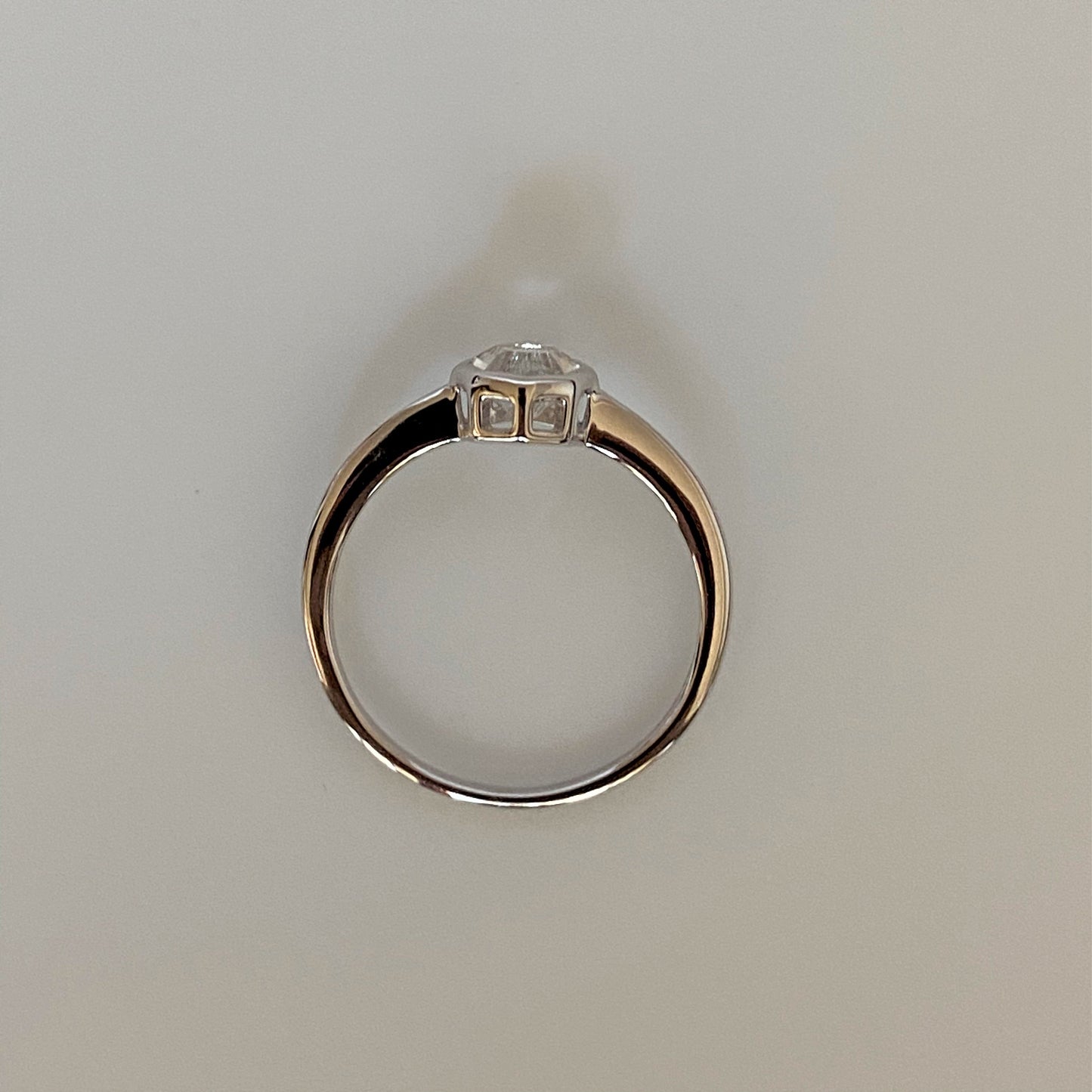 FARA Bezel Set White Topaz Engagement / Promise / Stackable Ring Sterling Silver
