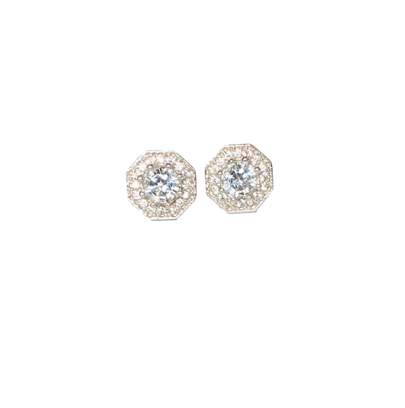 2.5ct. White Topaz & Natural White Zircon Halo Stud Earrings, Sterling Silver diamond earrings fine jewelry jewelry gift for women